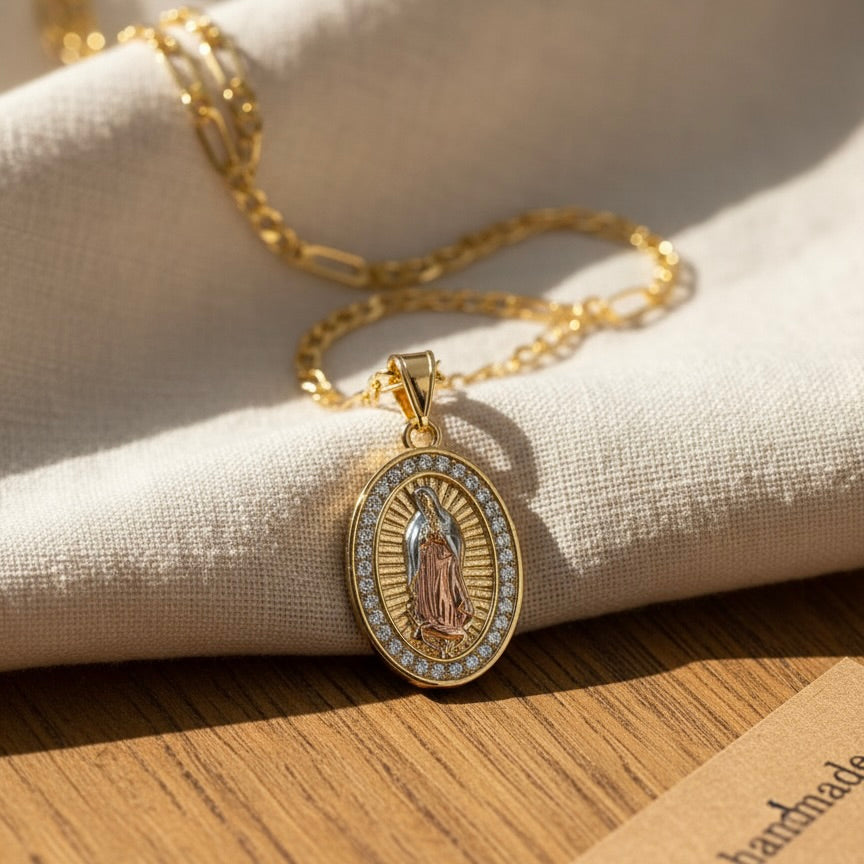 Virgin Mary Necklace 14k Gold Plated