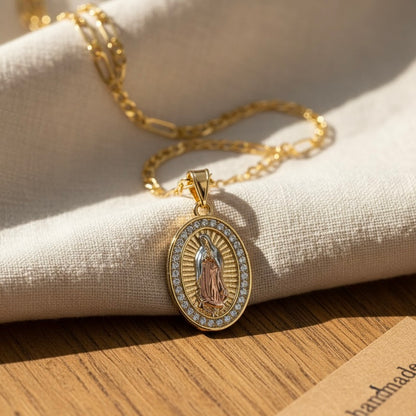 Virgin Mary Necklace 14k Gold Plated